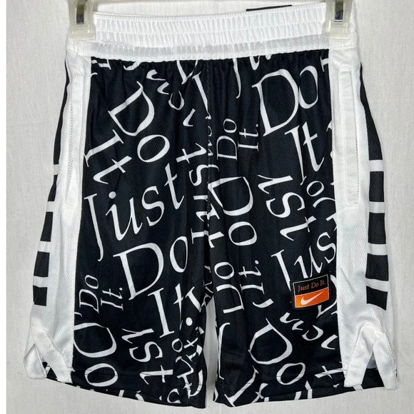Nike Boys Just Do It Basketball Shorts Black White CJ8087-010 Size Medium NWT - Picture 2 of 7